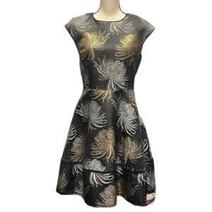 Beatrice‎ b. Italia Floral Jacquard Shimmering Lurex Dress Women's 6